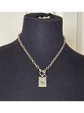 Scorpio Icon Collection Silver Chain Necklace w/Letter M Charm 9" Height (NEW)
